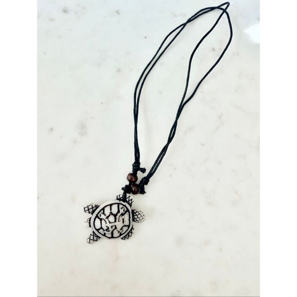 Sea Turtle Pendant Necklace Adjustable Cord Beach Coastal Boho Jewelry